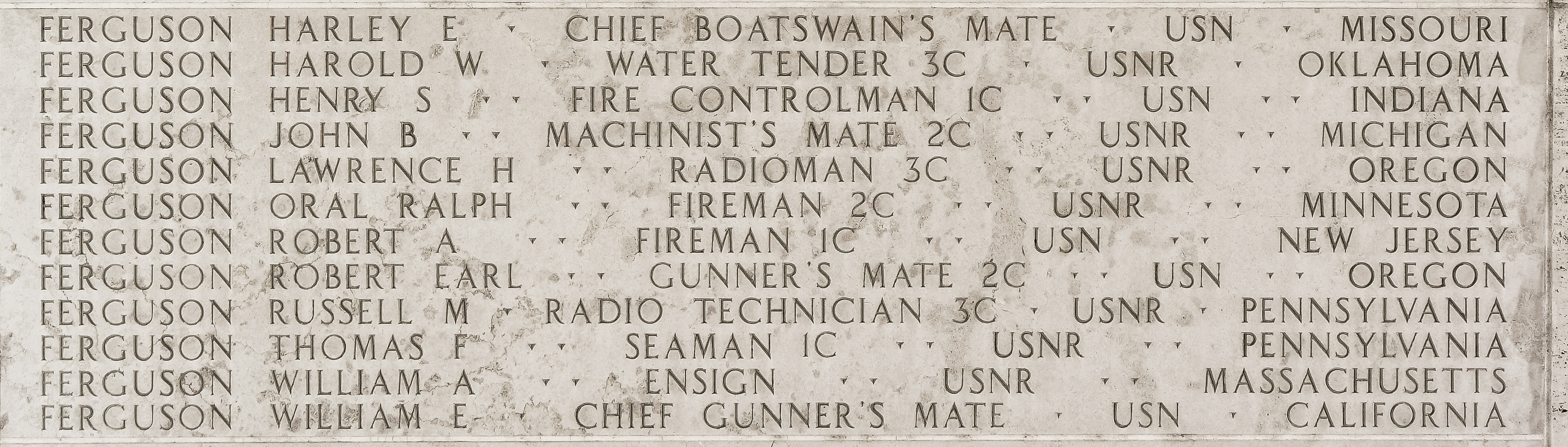 William E. Ferguson, Chief Gunner's Mate